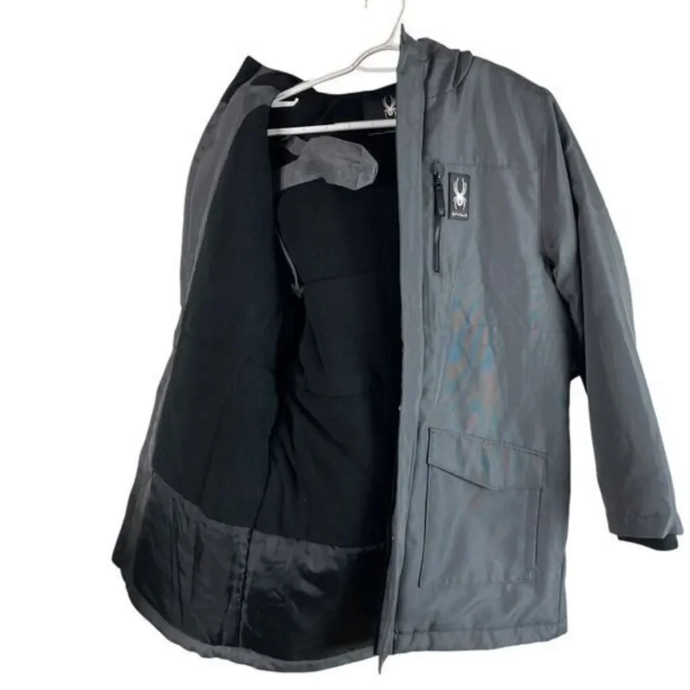 NEW Spyder Boys HydroWeb Hooded Parka Jacket XL‎ 14/16 Gray Waterproof $199